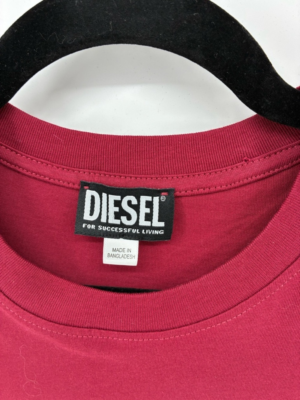 Diesel Maroon Short Sleeve Tee with White Logo - Picture 3 of 9